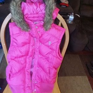 Pink US Polo Assn Puffer Vest Womens Medium Faux F